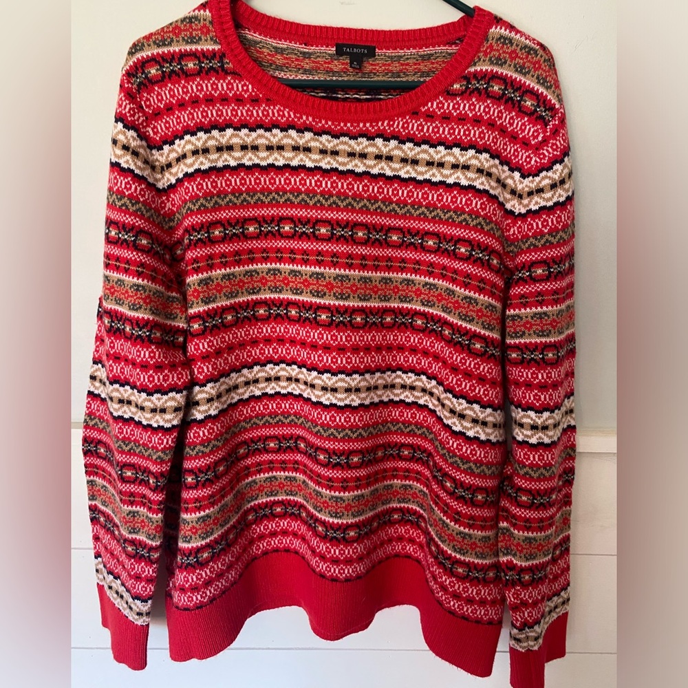 Talbots Fair Isle Crewneck Sweater Size XL